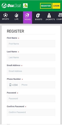 OgaBet Registration via Mobile