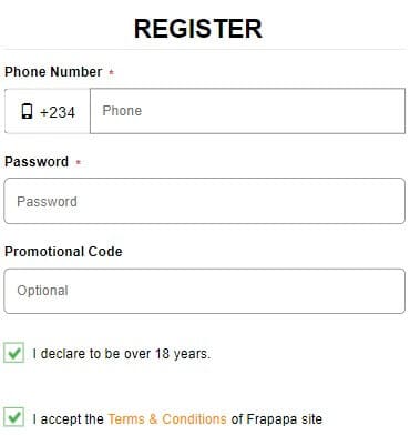 Frapapa Mobile Registering