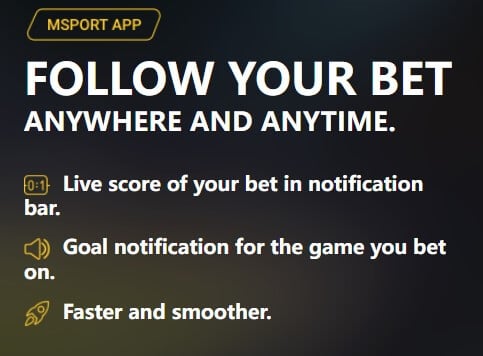 MSport App - Fallow you bet anuwhere and anytime