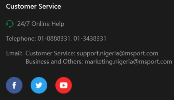 MSport Customer Service