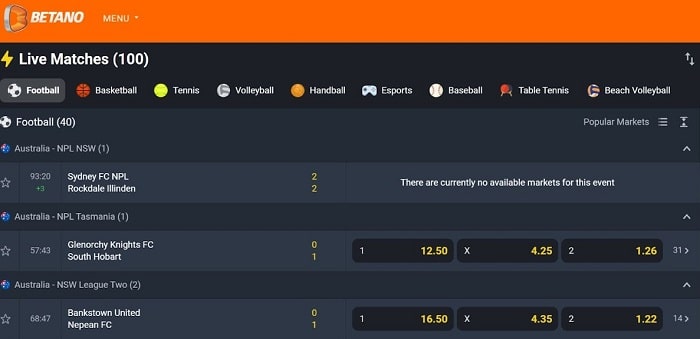 Streaming and Live Betting on Betano