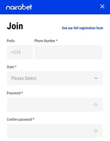 NairaBet Registration