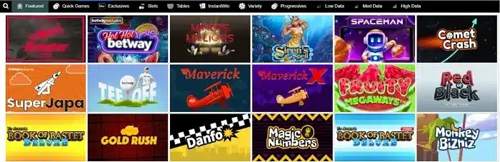 Betway Casino Selection of Games
