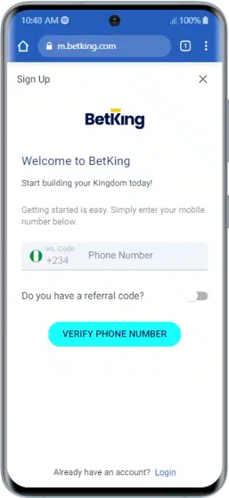 BetKing Registration